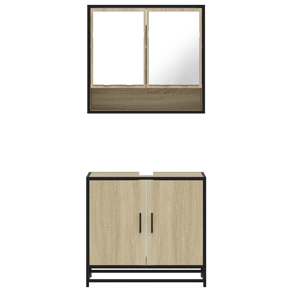 Set Mobili da Bagno 2 pz Rovere Sonoma in Legno Multistrato | homemem39
