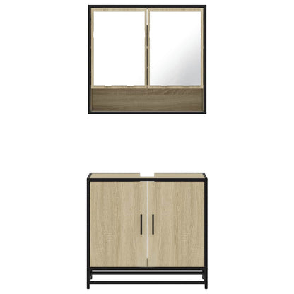 Set Mobili da Bagno 2 pz Rovere Sonoma in Legno Multistrato | homemem39