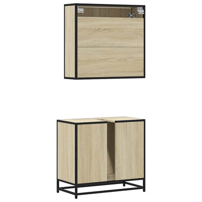 Set Mobili da Bagno 2 pz Rovere Sonoma in Legno Multistrato | homemem39