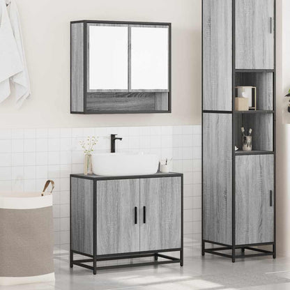 Set Mobili da Bagno 2 pz Grigio Sonoma in Legno Multistrato | homemem39