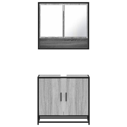 Set Mobili da Bagno 2 pz Grigio Sonoma in Legno Multistrato | homemem39