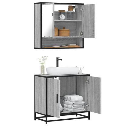Set Mobili da Bagno 2 pz Grigio Sonoma in Legno Multistrato | homemem39