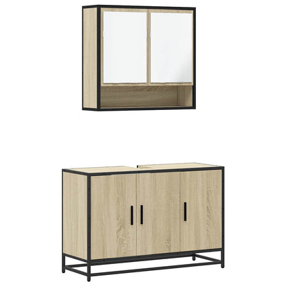 Set Mobili da Bagno 2 pz Rovere Sonoma in Legno Multistrato | homemem39