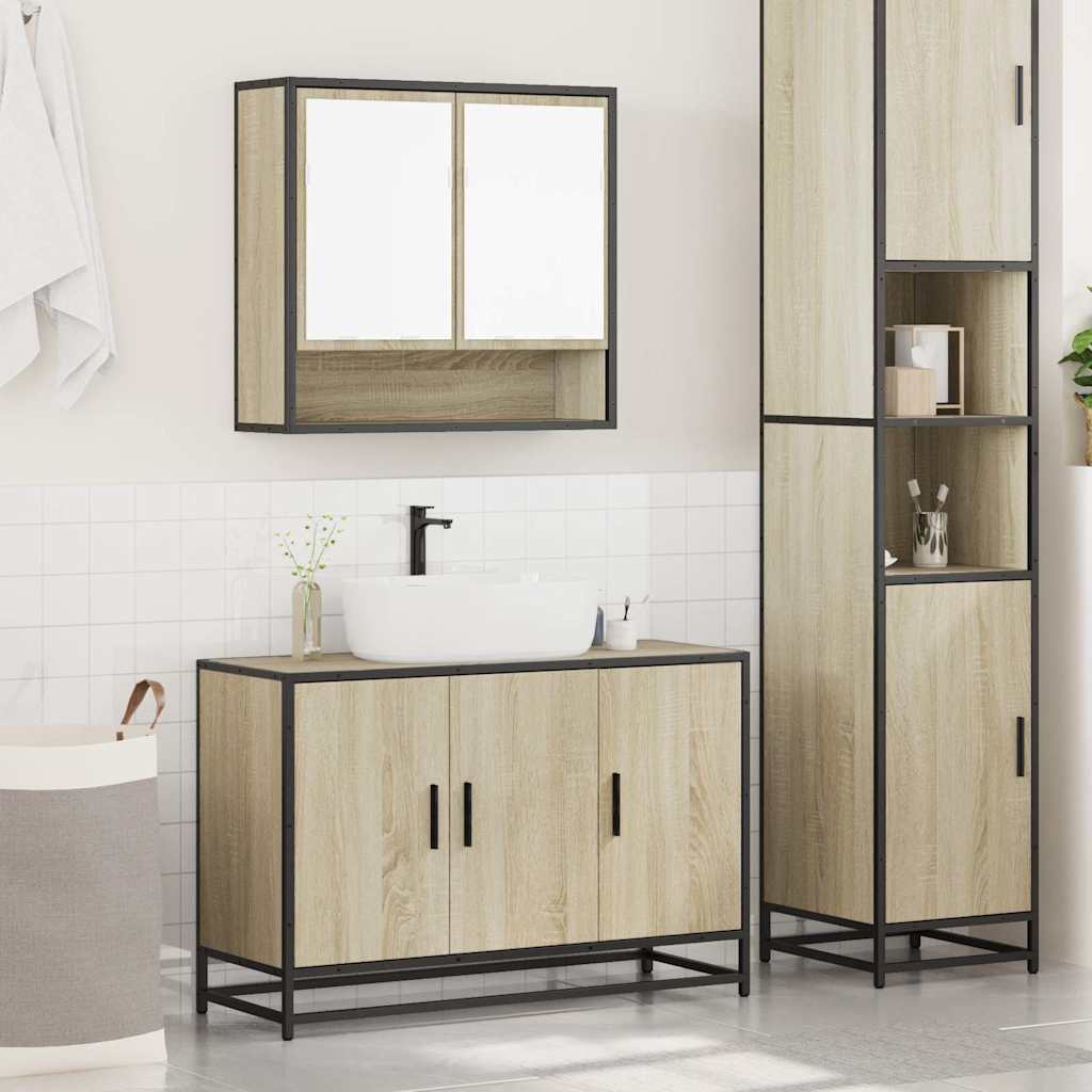 Set Mobili da Bagno 2 pz Rovere Sonoma in Legno Multistrato | homemem39