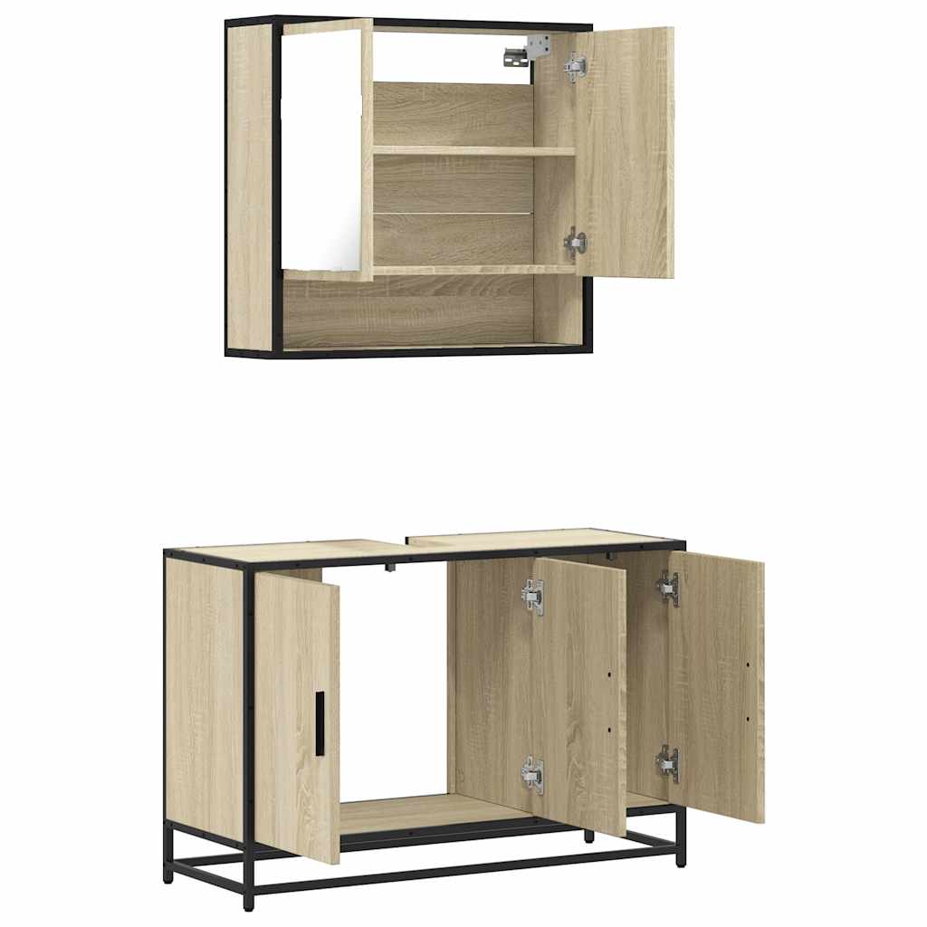 Set Mobili da Bagno 2 pz Rovere Sonoma in Legno Multistrato | homemem39