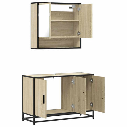 Set Mobili da Bagno 2 pz Rovere Sonoma in Legno Multistrato | homemem39