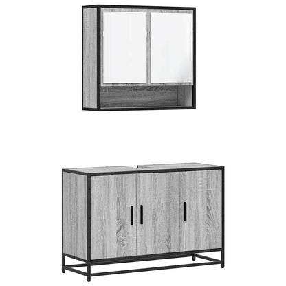 Set Mobili da Bagno 2 pz Grigio Sonoma in Legno Multistrato | homemem39