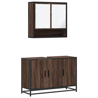Set Mobili da Bagno 2 pz Rovere Marrone in Legno Multistrato | homemem39