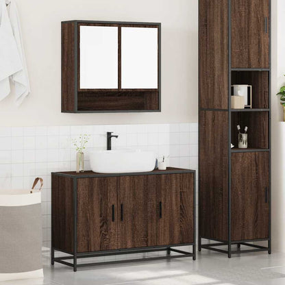 Set Mobili da Bagno 2 pz Rovere Marrone in Legno Multistrato | homemem39