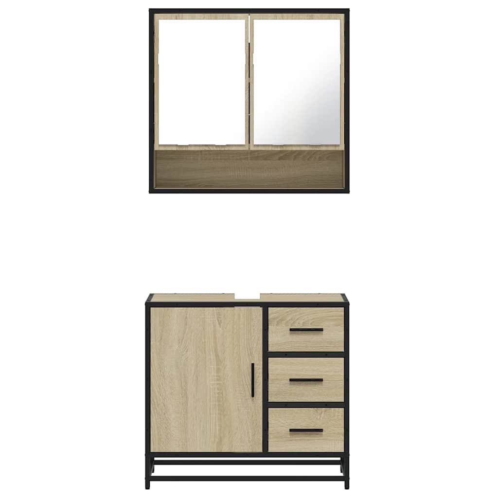 Set Mobili da Bagno 2 pz Rovere Sonoma in Legno Multistrato | homemem39
