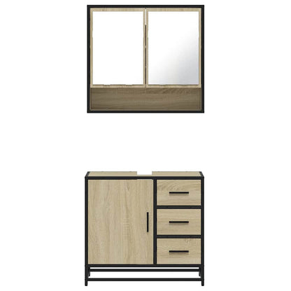 Set Mobili da Bagno 2 pz Rovere Sonoma in Legno Multistrato | homemem39