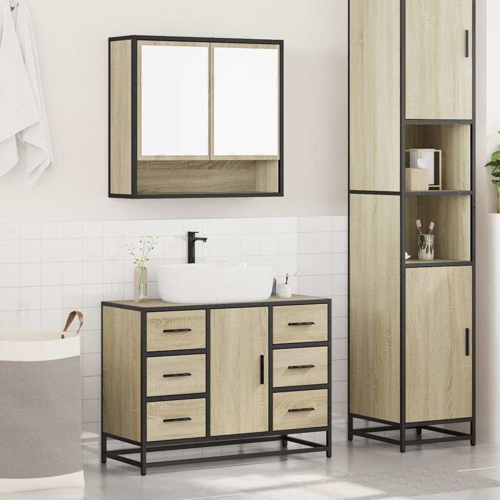 Set Mobili da Bagno 2 pz Rovere Sonoma in Legno Multistrato | homemem39