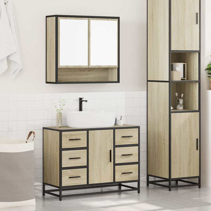 Set Mobili da Bagno 2 pz Rovere Sonoma in Legno Multistrato | homemem39