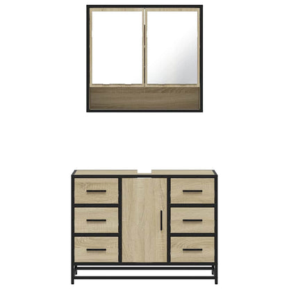 Set Mobili da Bagno 2 pz Rovere Sonoma in Legno Multistrato | homemem39