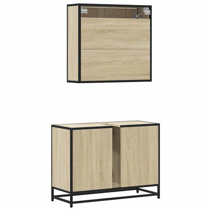 Set Mobili da Bagno 2 pz Rovere Sonoma in Legno Multistrato | homemem39