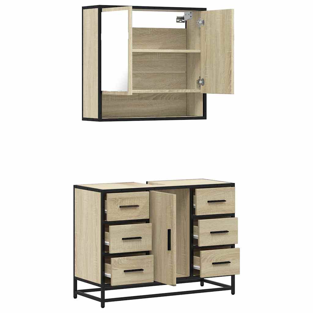Set Mobili da Bagno 2 pz Rovere Sonoma in Legno Multistrato | homemem39