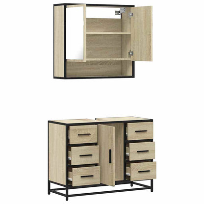 Set Mobili da Bagno 2 pz Rovere Sonoma in Legno Multistrato | homemem39