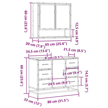 Set Mobili da Bagno 2 pz Rovere Sonoma in Legno Multistrato | homemem39