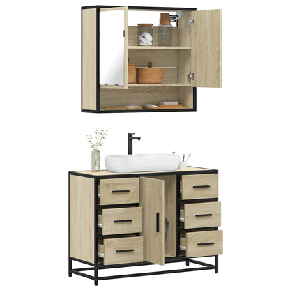 Set Mobili da Bagno 2 pz Rovere Sonoma in Legno Multistrato | homemem39