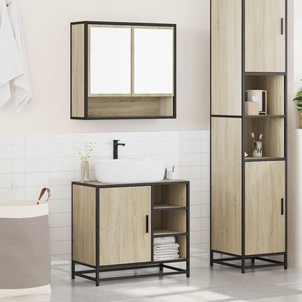 Set Mobili da Bagno 2 pz Rovere Sonoma in Legno Multistrato | homemem39