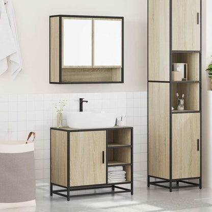 Set Mobili da Bagno 2 pz Rovere Sonoma in Legno Multistrato | homemem39
