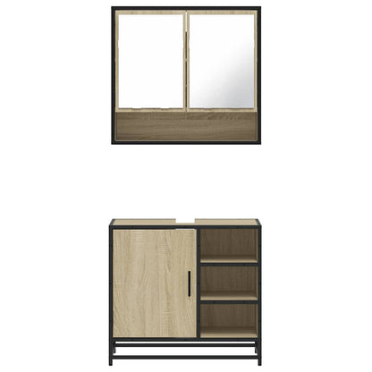 Set Mobili da Bagno 2 pz Rovere Sonoma in Legno Multistrato | homemem39