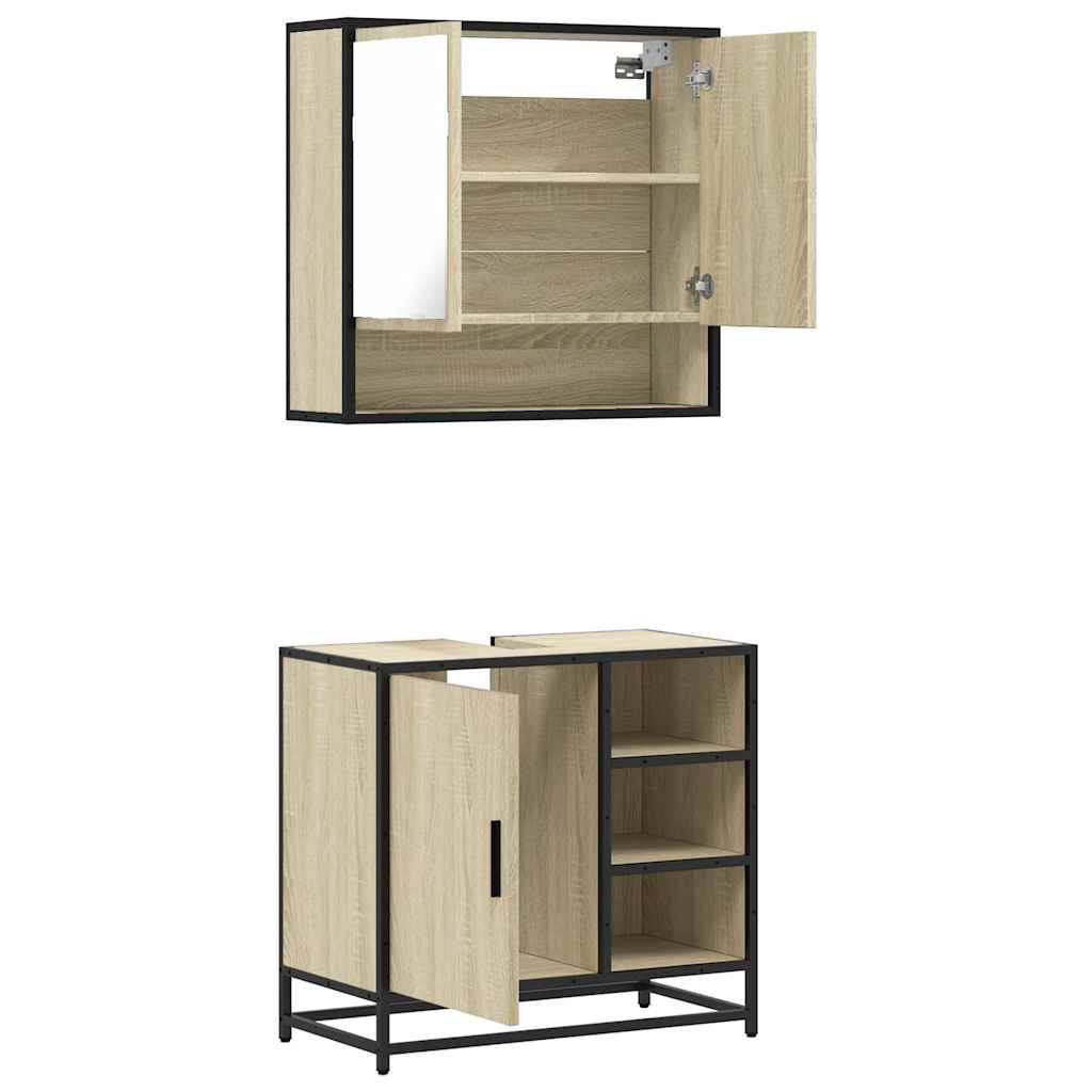 Set Mobili da Bagno 2 pz Rovere Sonoma in Legno Multistrato | homemem39