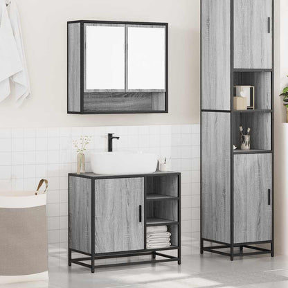 Set Mobili da Bagno 2 pz Grigio Sonoma in Legno Multistrato | homemem39