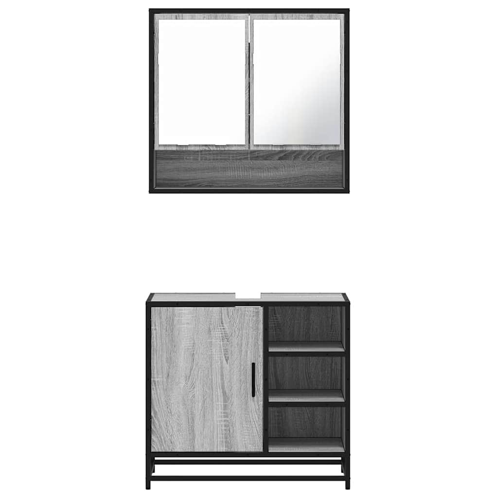 Set Mobili da Bagno 2 pz Grigio Sonoma in Legno Multistrato | homemem39