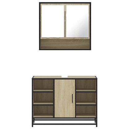 Set Mobili da Bagno 2 pz Rovere Sonoma in Legno Multistrato | homemem39