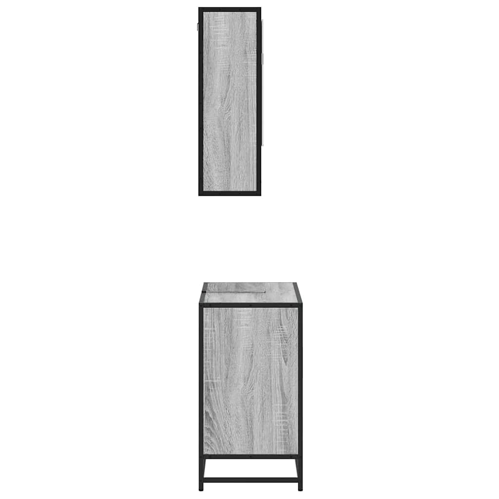 Set Mobili da Bagno 2 pz Grigio Sonoma in Legno Multistrato | homemem39