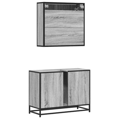 Set Mobili da Bagno 2 pz Grigio Sonoma in Legno Multistrato | homemem39