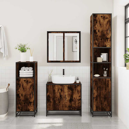 Set Mobili da Bagno 3 pz Rovere Fumo in Legno Multistrato | homemem39