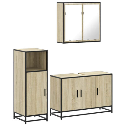Set Mobili da Bagno 3 pz Rovere Sonoma in Legno Multistrato | homemem39