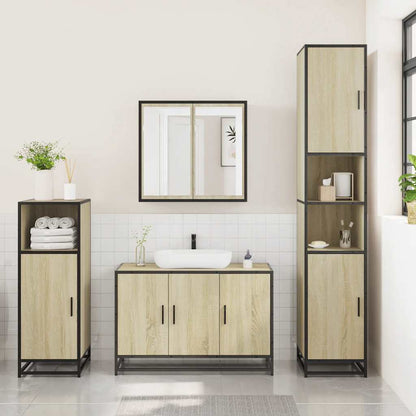 Set Mobili da Bagno 3 pz Rovere Sonoma in Legno Multistrato | homemem39