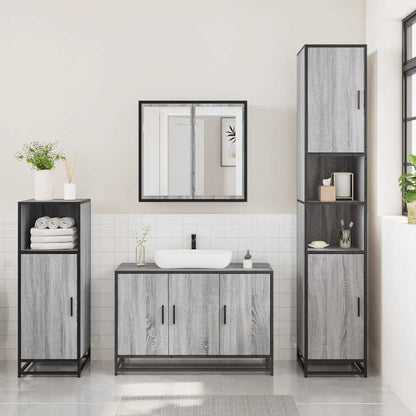 Set Mobili da Bagno 3 pz Grigio Sonoma in Legno Multistrato | homemem39