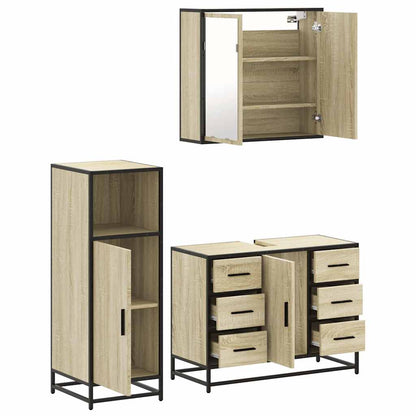 Set Mobili da Bagno 3 pz Rovere Sonoma in Legno Multistrato | homemem39