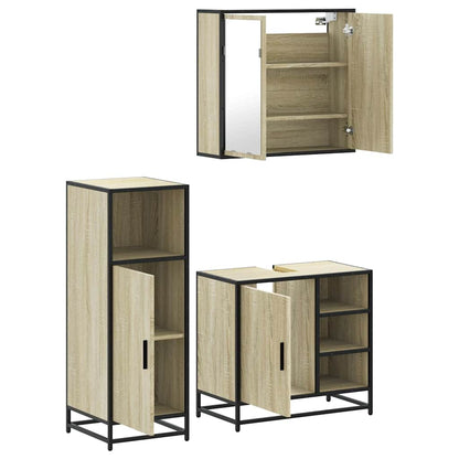 Set Mobili da Bagno 3 pz Rovere Sonoma in Legno Multistrato | homemem39