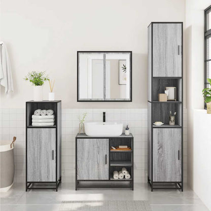 Set Mobili da Bagno 3 pz Grigio Sonoma in Legno Multistrato | homemem39