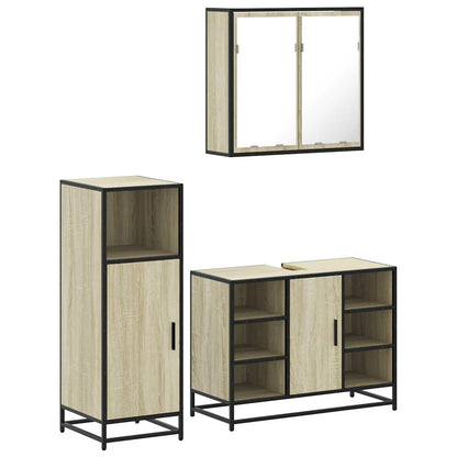 Set Mobili da Bagno 3 pz Rovere Sonoma in Legno Multistrato | homemem39