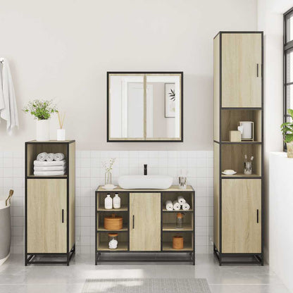 Set Mobili da Bagno 3 pz Rovere Sonoma in Legno Multistrato | homemem39