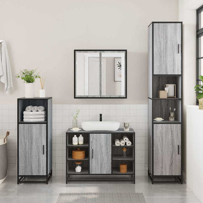 Set Mobili da Bagno 3 pz Grigio Sonoma in Legno Multistrato | homemem39