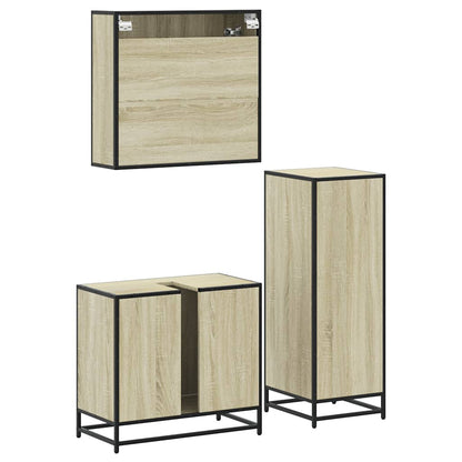 Set Mobili da Bagno 3 pz Rovere Sonoma in Legno Multistrato | homemem39