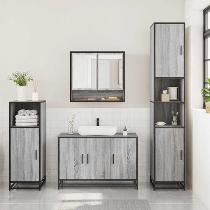 Set Mobili da Bagno 3 pz Grigio Sonoma in Legno Multistrato | homemem39