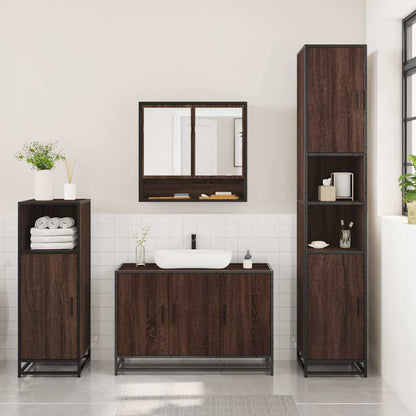 Set Mobili da Bagno 3 pz Rovere Marrone in Legno Multistrato | homemem39