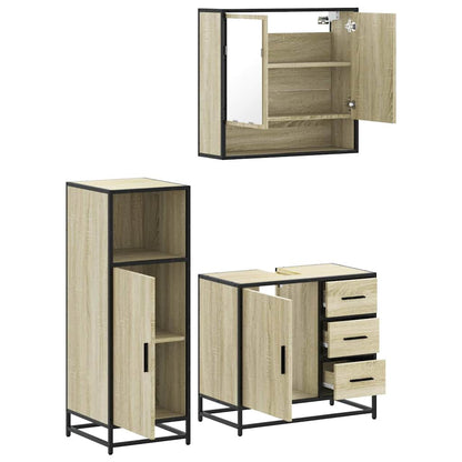 Set Mobili da Bagno 3 pz Rovere Sonoma in Legno Multistrato | homemem39