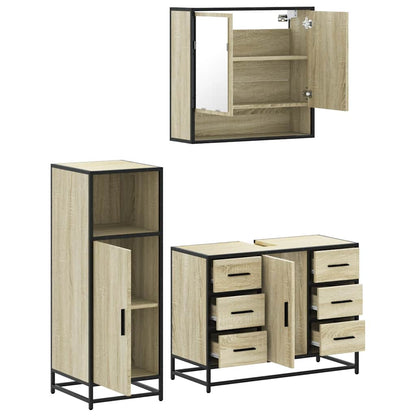 Set Mobili da Bagno 3 pz Rovere Sonoma in Legno Multistrato | homemem39