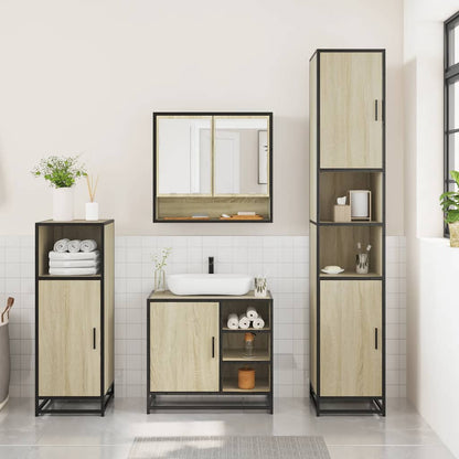 Set Mobili da Bagno 3 pz Rovere Sonoma in Legno Multistrato | homemem39