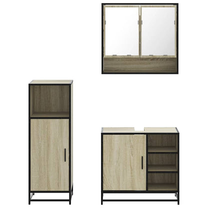 Set Mobili da Bagno 3 pz Rovere Sonoma in Legno Multistrato | homemem39