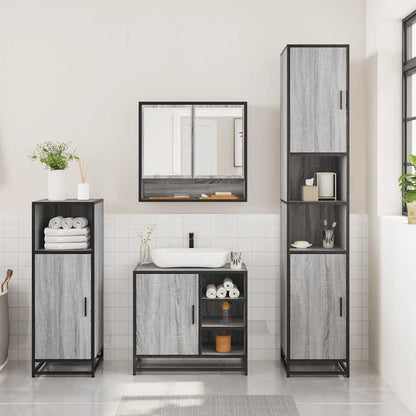 Set Mobili da Bagno 3 pz Grigio Sonoma in Legno Multistrato | homemem39